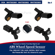 Abs Wheel Speed Sensor Set Of 4 Front Rear Fit Vw Passat B8 Audi A3 Wht003861