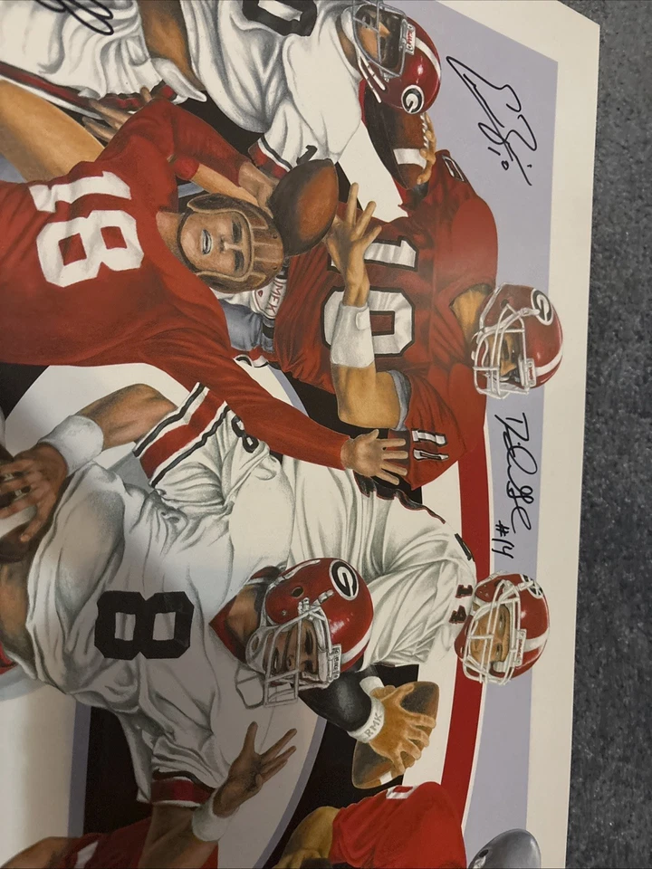 UGA Heroes of the Hedges QB #impresión Georgia Bulldogs 8 firmas Tarkenton Goff Foto 3 de 4