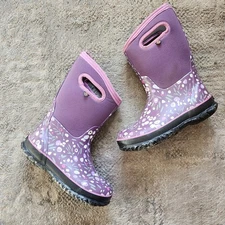 Bogs Boots Classic Cattail Size 3 Kids Purple Waterproof Rain Snow Boots Girls