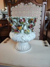 VASO CERAMICA BASSANO DECORO FLOREALE con FIORI  21 cm, altezza 25cm