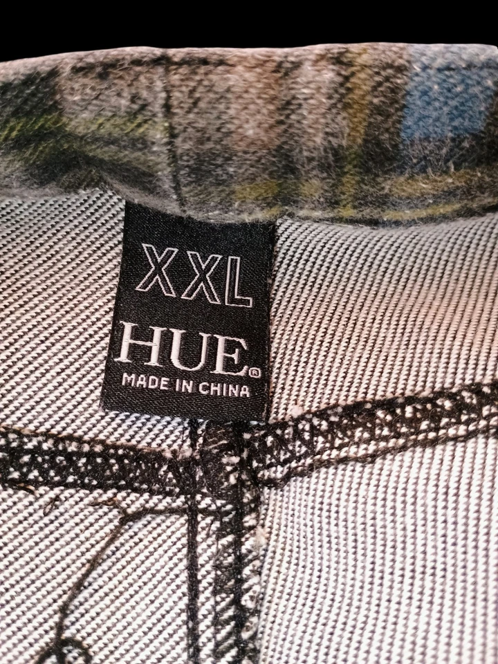 Leggings para mujer talla 2X a cuadros marrón, verde azulado, amarillo elásticos bolsillos de desecho... Foto 4 de 4