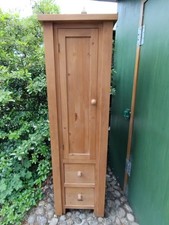 Bespoke Slim Linen Storage Wooden Cupboard Solid Oak Single door 2 drawers