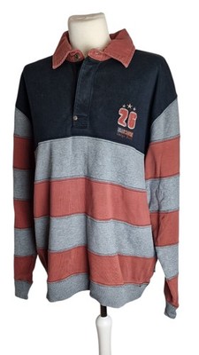 Engbers Vintage Pullover Größe L Grau Rot Blau Gestreift Herrenmode Langarm 