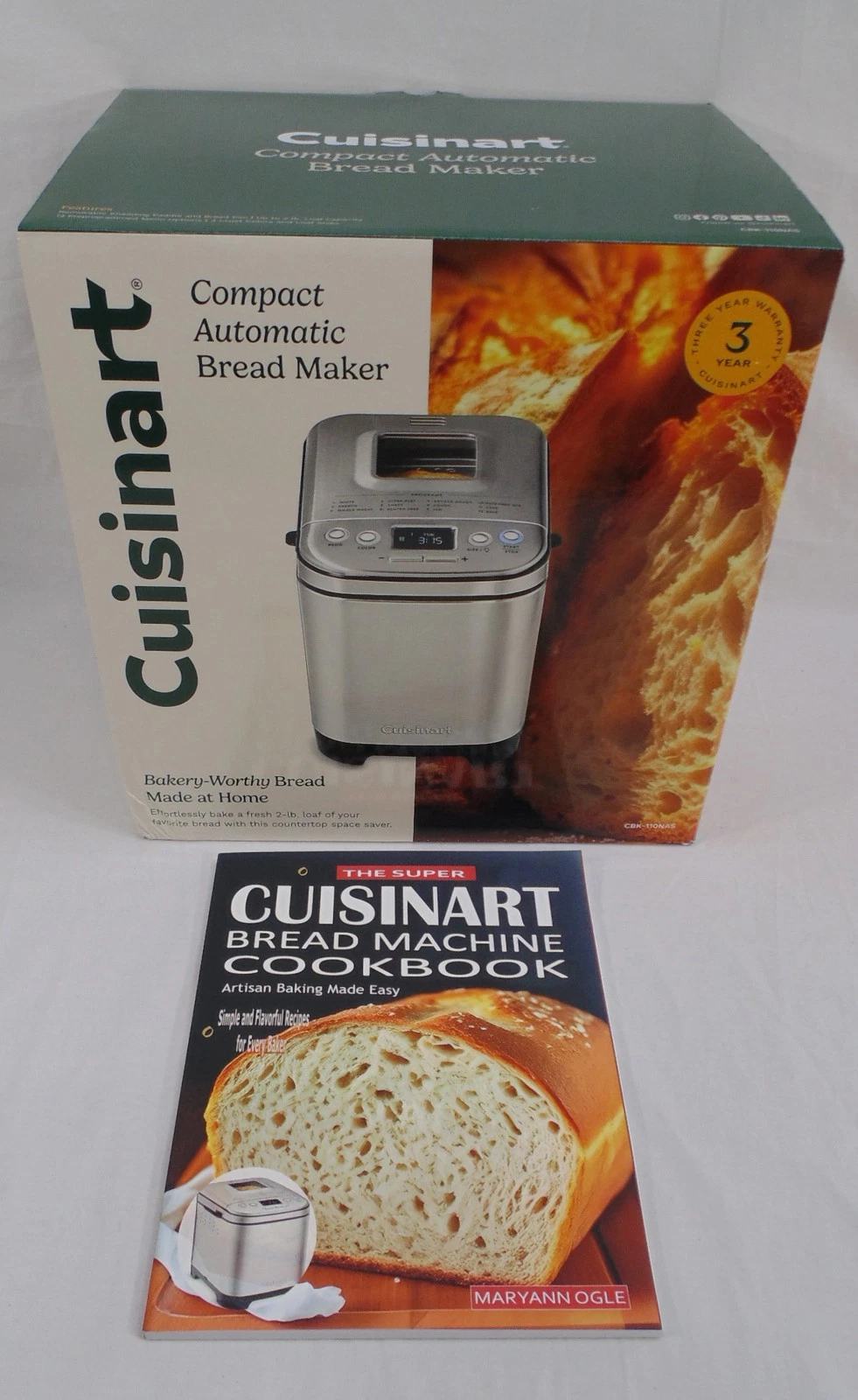 New Cuisinart Compact Automatic Bread Maker w/Recipe Book CBK-110NAS Stainless
Opens in a new window