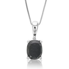 3 cttw Diamond Pendant, Black Diamond Oval Shape Pendant Necklace for Women in
