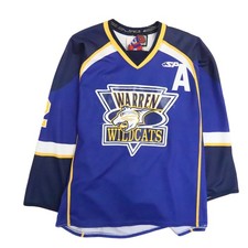 Vintage Warren Wildcats Authentic Hockey Jersey Size 56 Fight Strap