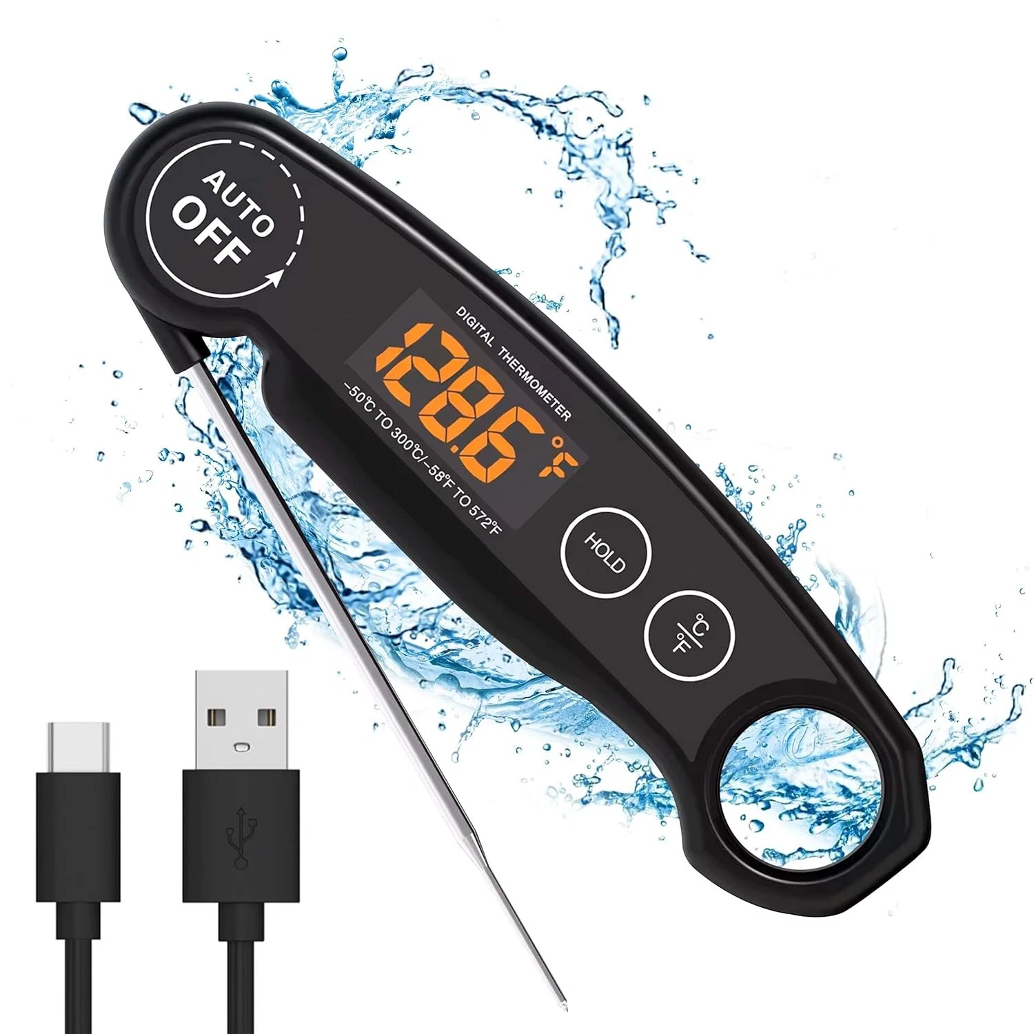 1 Second Instant Read Food Thermometer Rechargeable Meat Thermometer Digital