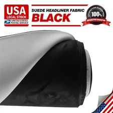 NEW Black Headliner Fabric Foam Backed Suede Match Car Roof Liner Sag Upholstery