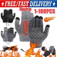 Heated Gloves Electric Rechargeable Battery Hand Warm Windproof Thermal Winter