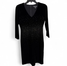 Karen Kane Black Velvet Dress with Gold Detailing, Size XS