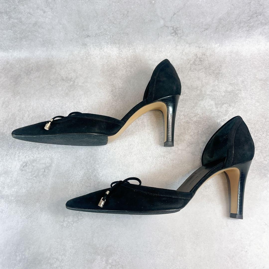 Auth Gucci GG Ribbon Pumps Leather Black Logo Heel Shoes EU36.5 US6.5 UK3.5 thumbnail 11