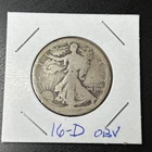 1916-D Obverse Walking Liberty Silver Half Dollar
