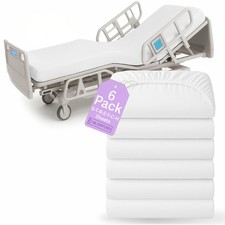 6 Pack Fitted Hospital Bed Sheets with Elastic All Around for a Perfect Fit -...