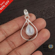 Valentines Deal 925 Sterling Silver Natural Rainbow Moonstone Pendant Jewelry