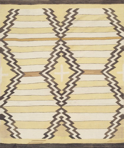 Ivory Beige Cream White , Yellow Antique Navajo Native American Flat Weave
