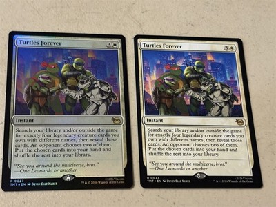 2 x mtg Turtles Forever, 1 is foil, TMNT, unplayed