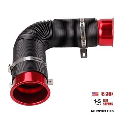 BARTOO 3'' Turbine Intake Pipe, Cold Air Intake Pipe 76MM Adjustable Red