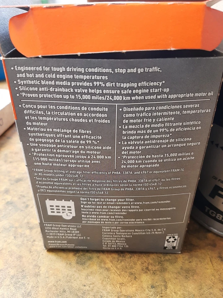 Fram Oil Filter Case Of 6 Tough Guard Tg8A 15k Milage Ford V8 F 150 250 350  - Image 3 of 4