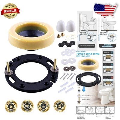 Toilet Flange Repair Kit 3'' 4'' PVC Wax Ring Seal Bolts Easy Install