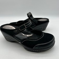 Rialto Mystical 01-R4140 Womens Size 11M Black Suede Mary Jane Wedge Mules Clogs