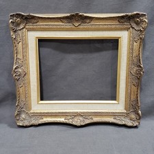 Ornate Gilt Gold Picture Frame 8x10 Gesso Linen Liner Baroque Style Distressed
