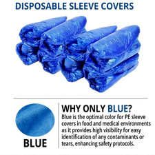 Disposable Sleeve Covers – Waterproof Polyethylene Arm Protectors (Blue) – Elast