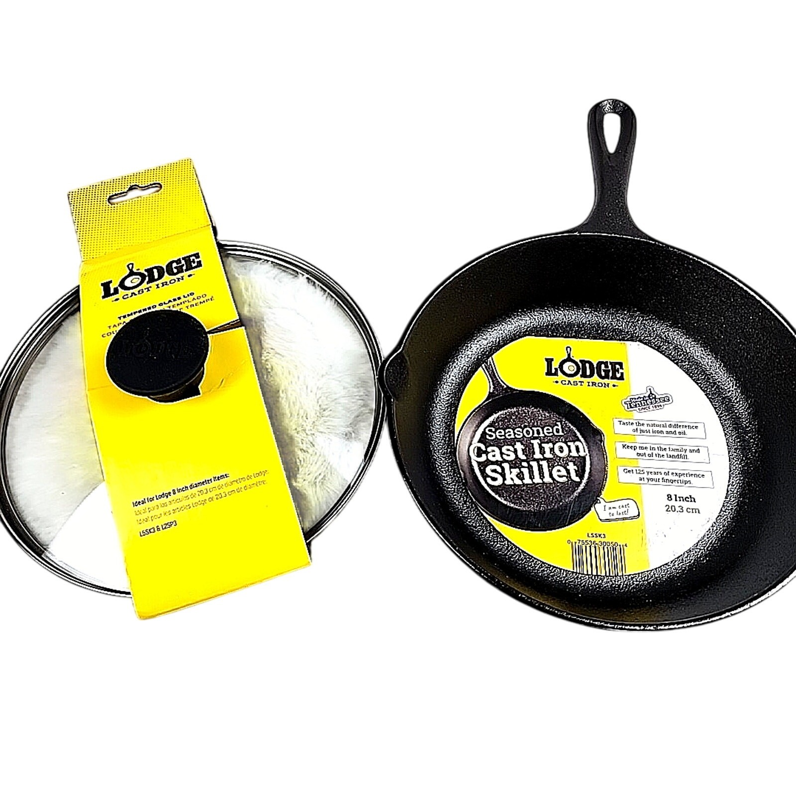 Lodge Cast Iron Chef Collection Skillet, Pre-Seasoned - 8 In With Lid