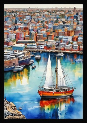 Lebendiger Hafen von Sydney gerahmtes Wandbild Poster Leinwanddruck Bild