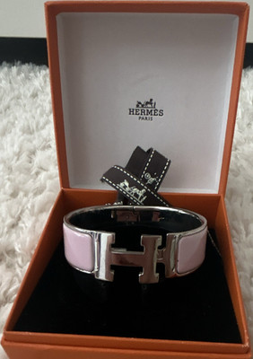 Hermès Clic Clac H Armreif/Armband in Rosa und Silber, PM