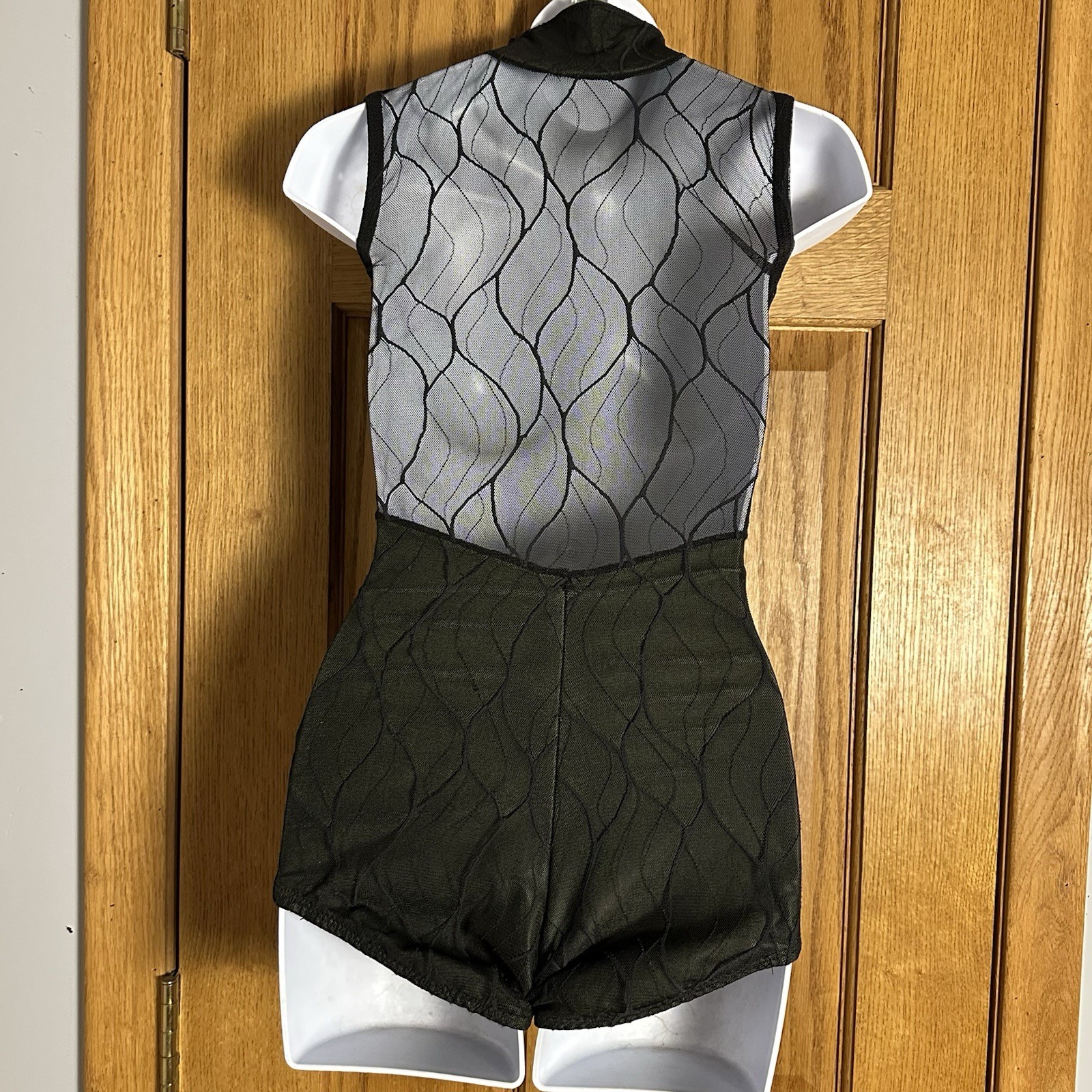 Green Black Patterned Mesh Custom Rhinestone Bike… - image 4