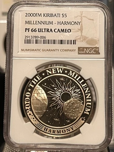 2000 FM KIRIBATI $5 millennium- HARMONY NGC PF 66 Ultra Cameo