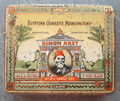 Alte Blechdose Simon Arzt Egyptian Cigarette Manufactory Sammler 50er Jahre