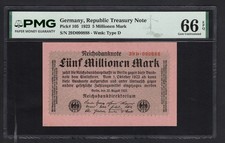 Germany 5 Millionen Mark 1923 P105 Uncirculated Grade 66