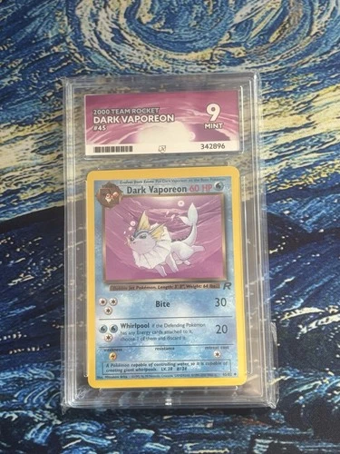 Dark Vaporeon 45/82 Team Rocket Ace 9 Graded Pokemon Card