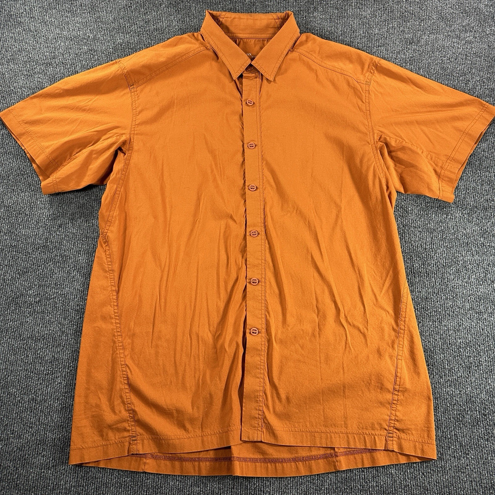 ARC'TERYX Arcteryx Camicia Uomo Bordo Vestibilità Arancione Ruggine Elasticizzata Bottoni Manica Corta TG XL