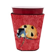 Caroline's Treasures Lady Bug on Red Hugger Cup Cooler Sleeve 8869RSC