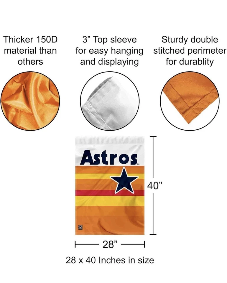 MLB Houston Astros Throwback Vintage Retro House Flag and Banner - Image 3 of 4