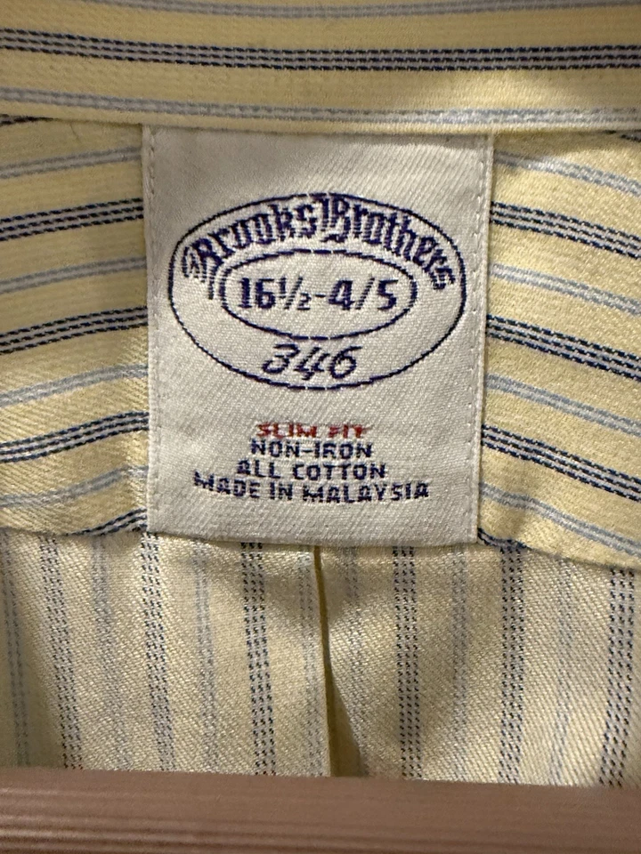 Camisa de vestir Brooks Brothers 346 talla 16,5 4/5 rayas con botones manga larga Foto 2 de 4