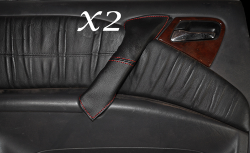 RED STITCH FITS MERCEDES ML CLASS W163 98-05 2X REAR DOOR HANDLE LEATHER COVERS - Picture 1 of 3
