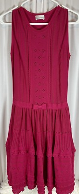 EUC Red Valentino Dress Crochet Red Knit Fit And Flare Excellent Women s Small S