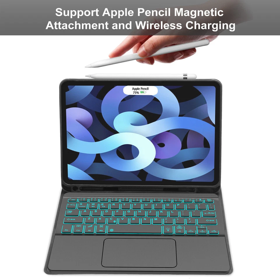 Keyboard Case Cover For iPad 9.7/10.2" 5/6/7/8/9th Gen Air 5/4/3/2/1 Pro 11/12.9 - Image 2 of 4