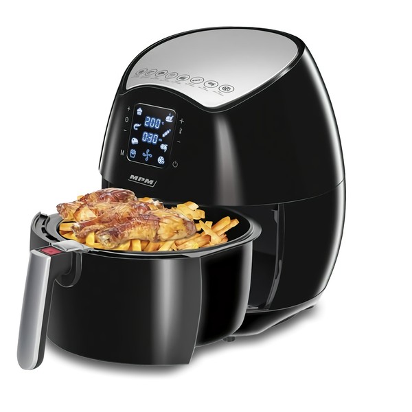 Freidora de aire caliente sin aceite, 4,5L, pantalla táctil digital, 8 modos preestablecidos