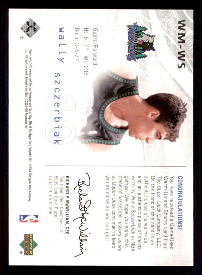 2004-05 SPx Winning Materials #WS Wally Szczerbiak - Image 2 of 2