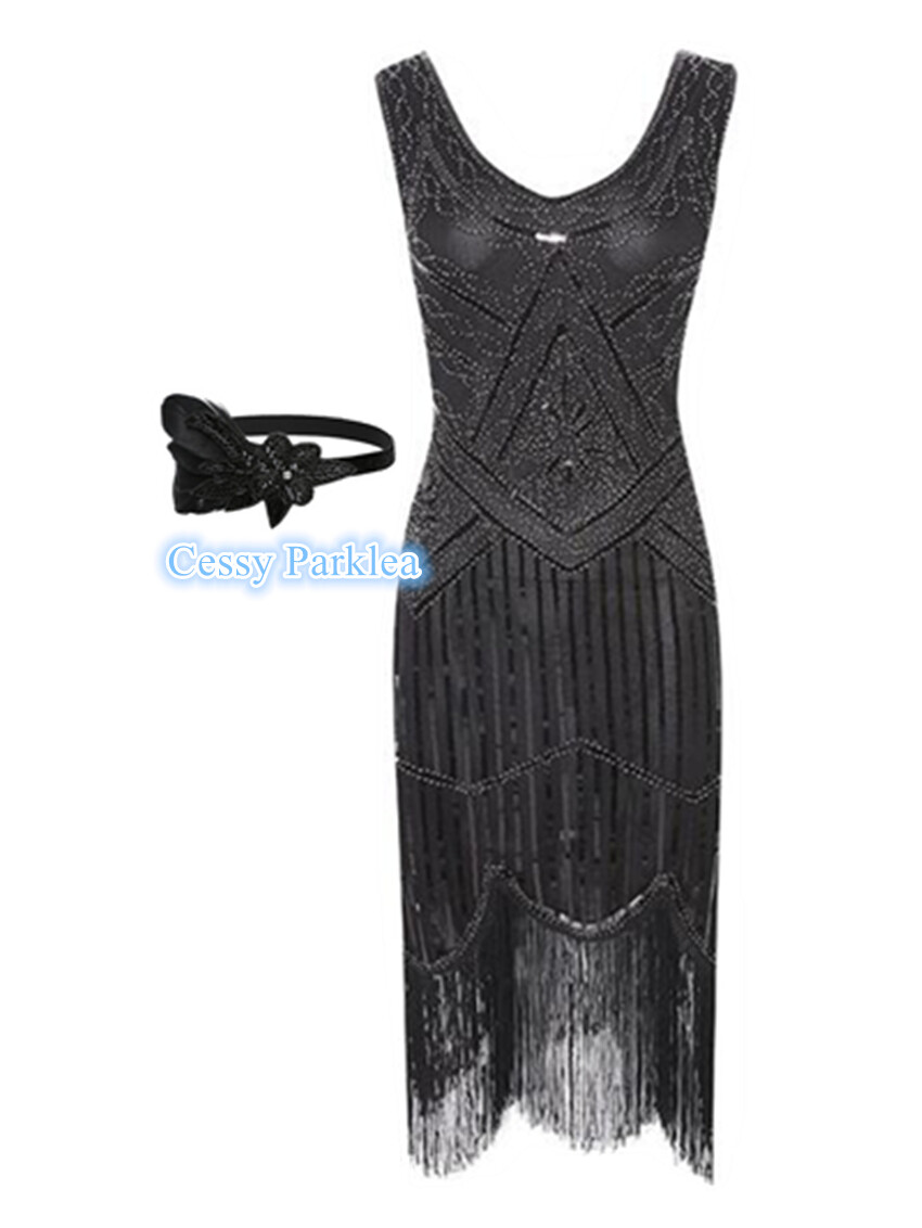 1920s Zita Gatsby Dress In Black – Flapper Boutique - Foto 9