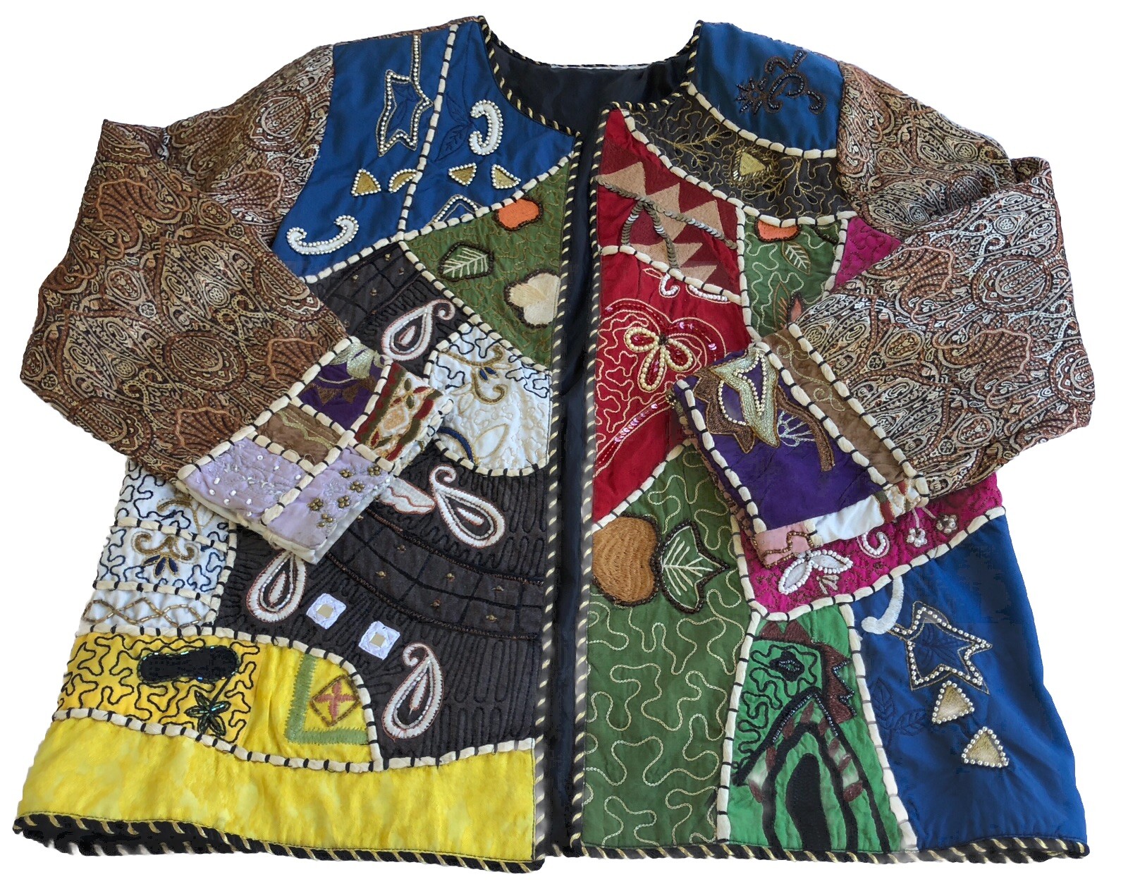 Vtg Colorful Patchwork Button Front Jacket Unbran… - image 4