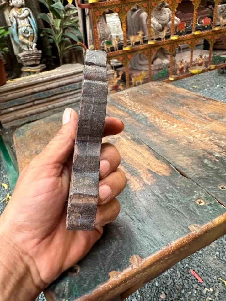 Antigua figura del dios hindú Ganesha de 1800 en escultura de madera 5 x 4" Foto 4 de 4