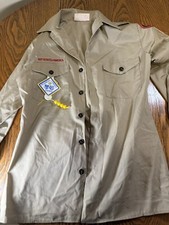 Adult Small Boy Scouts Of America Uniform Shirt Short Sleeve USA Made Beige