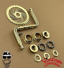 VINTAGE LOWRIDER QUADRUPLE TWISTED 1 PIECE GOLD CRANK W/TWISTED SPROCKET  B.B