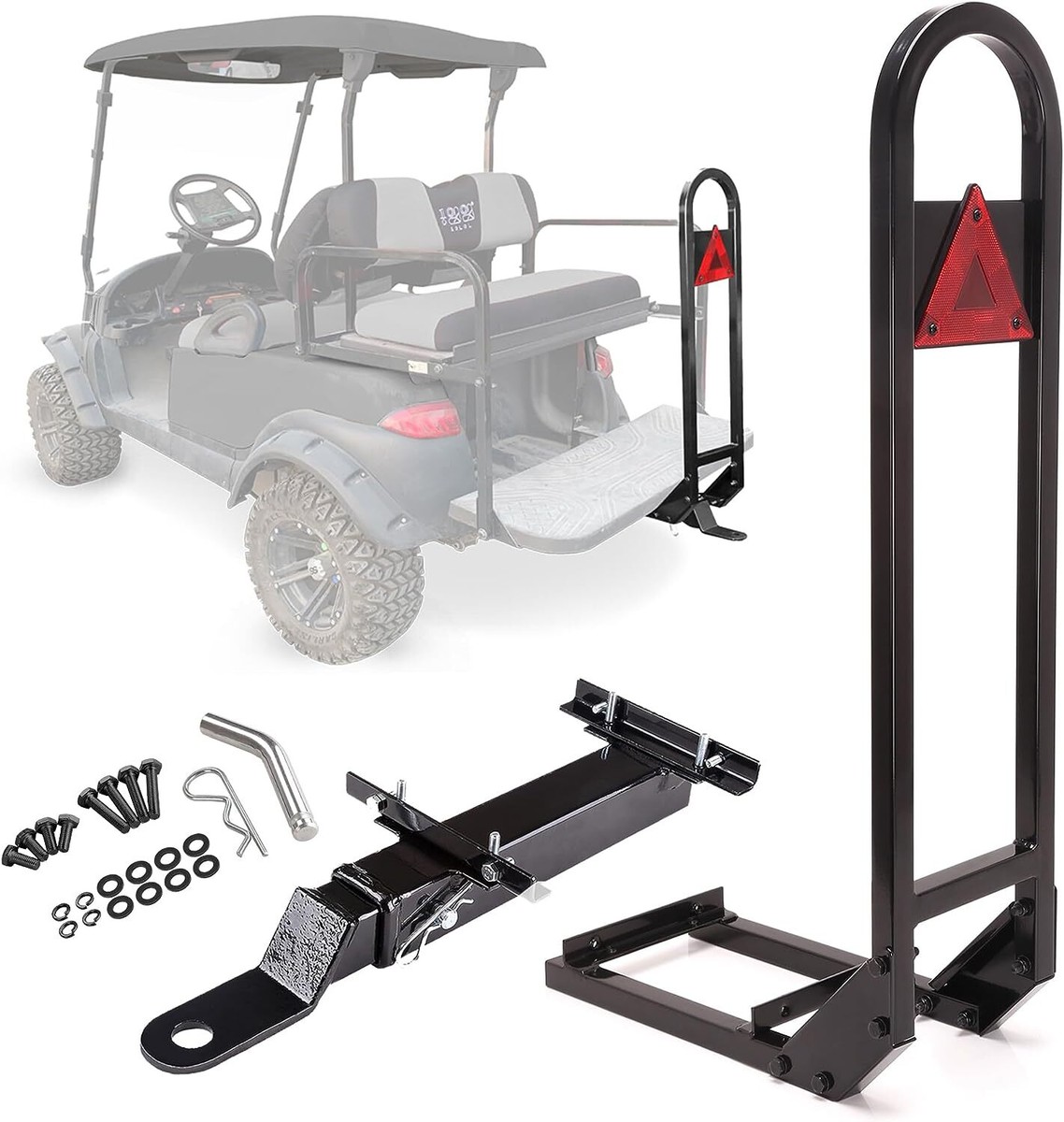 Golf Cart Rear Seat Safety Grab Bar & Trailer Hitch for Yamaha
