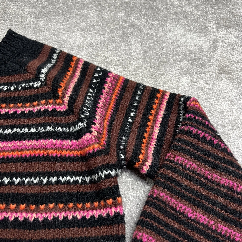 Lucky Brand Sweater Womens Medium Black Pink Striped Pullover Spacedye Boho - Image 4 of 4